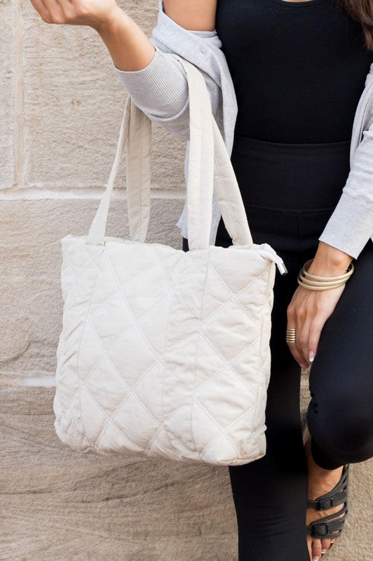 Quilted Puffer Tote Bag