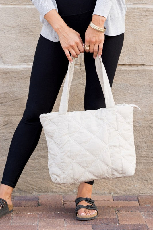 Quilted Puffer Tote Bag