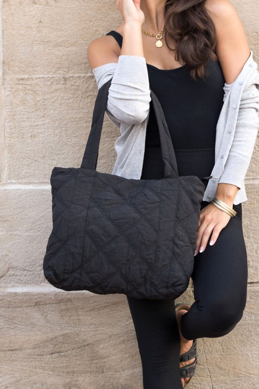 Quilted Puffer Tote Bag