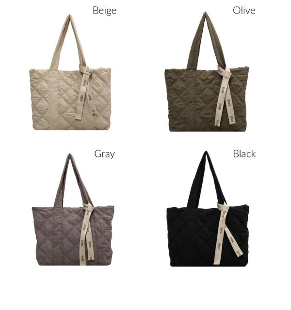 Quilted Puffer Tote Bag