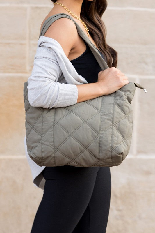 Quilted Puffer Tote Bag