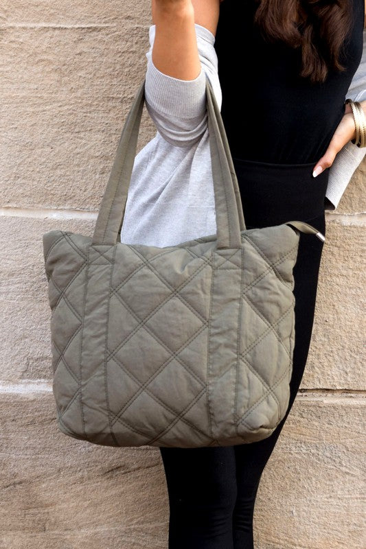 Quilted Puffer Tote Bag