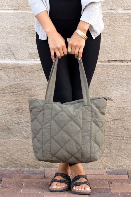 Quilted Puffer Tote Bag