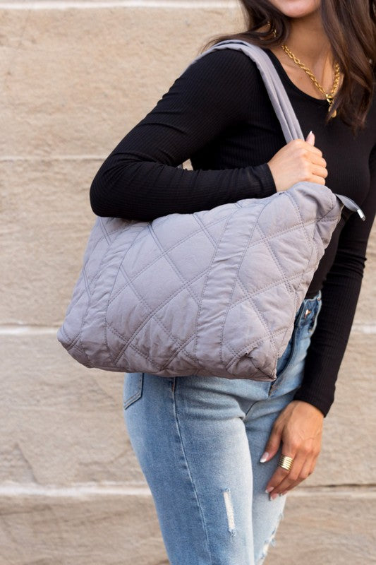 Quilted Puffer Tote Bag