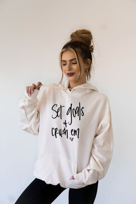 Set Goals and Crush Em Graphic Hoodie- Plus