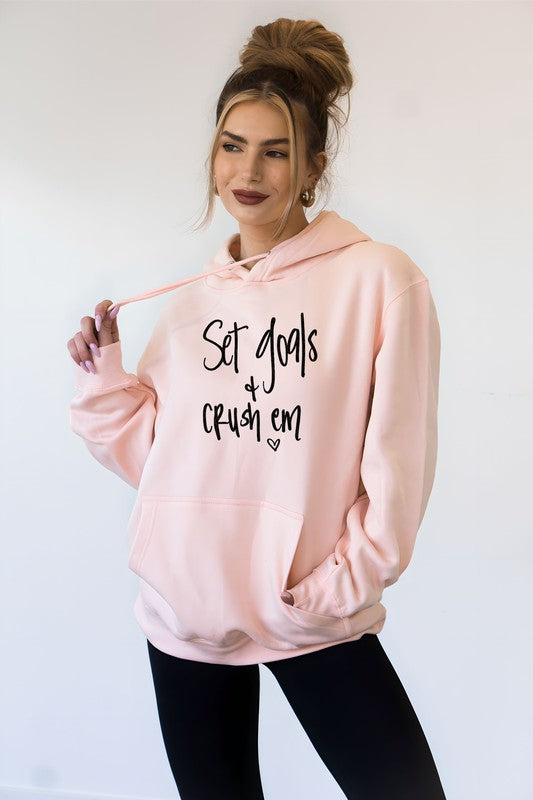 Set Goals and Crush Em Graphic Hoodie- Plus