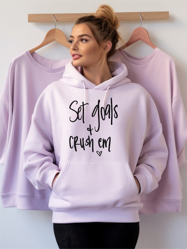 Set Goals and Crush Em Graphic Hoodie- Plus