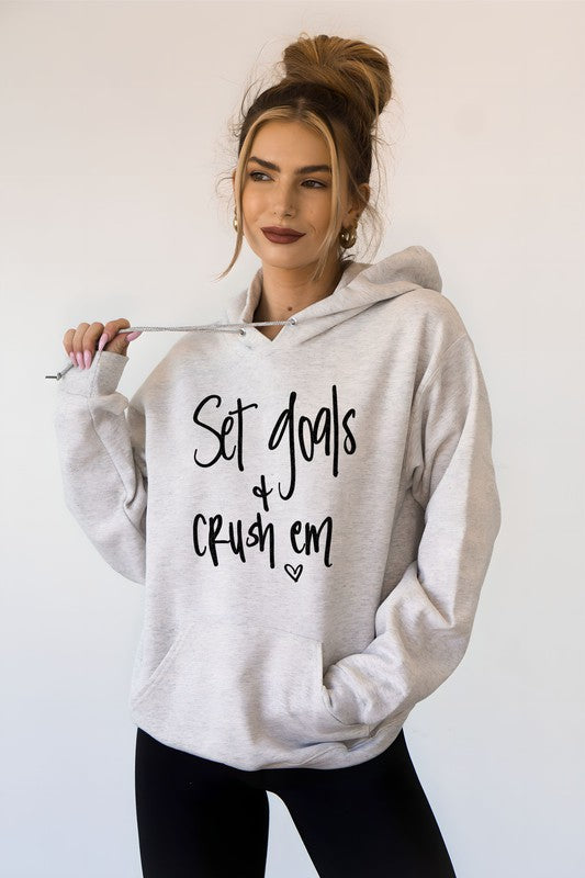 Set Goals and Crush Em Graphic Hoodie- Plus