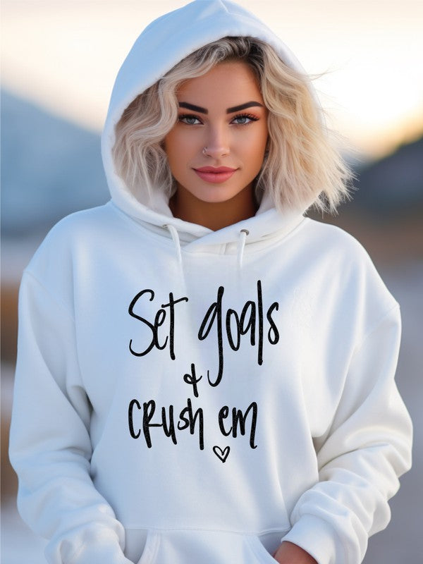 Set Goals and Crush Em Graphic Hoodie- Plus