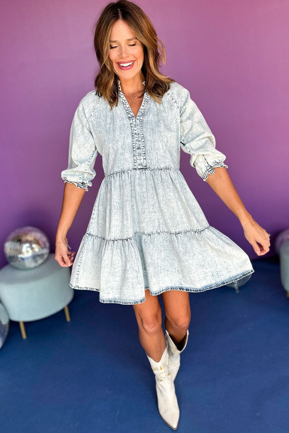 Retro Denim Cowgirl Dress